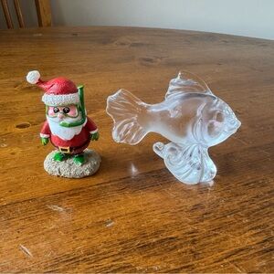 Aquarium Tank Decor Snorkeling Santa Glass Fish